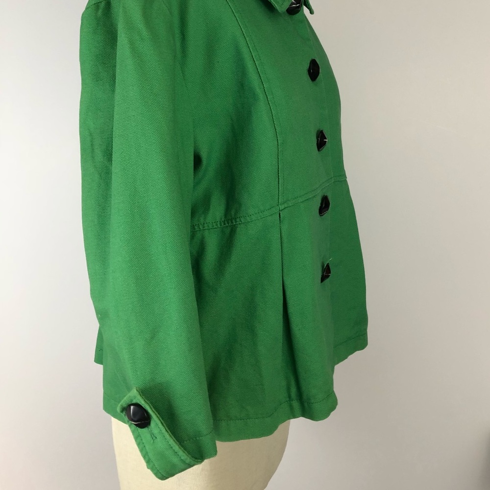 Green coat with chunky black buttons Large - Picture 3 of 5